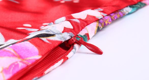 ชุดกี่เพ้าเด็กหญิงสีแดง พิมพ์ลายนกและดอกไม้สวยงาม Size 2-12