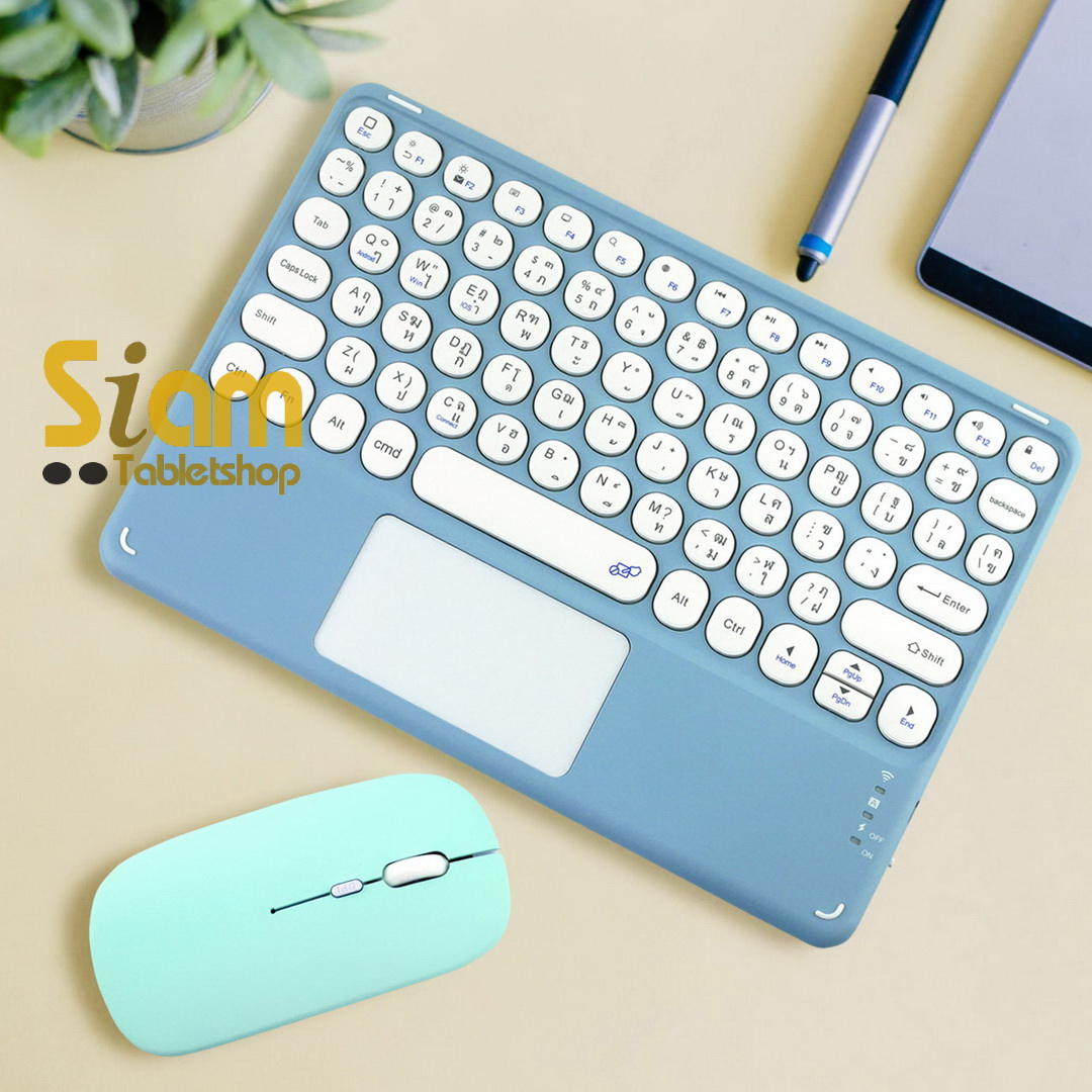 เมาส์ + คีย์บอร์ดทัชแพด แป้นพิมพ์ไทย สำหรับ iPad Samsung มือถือ case Keyboard เมาส์ บลูทูธ