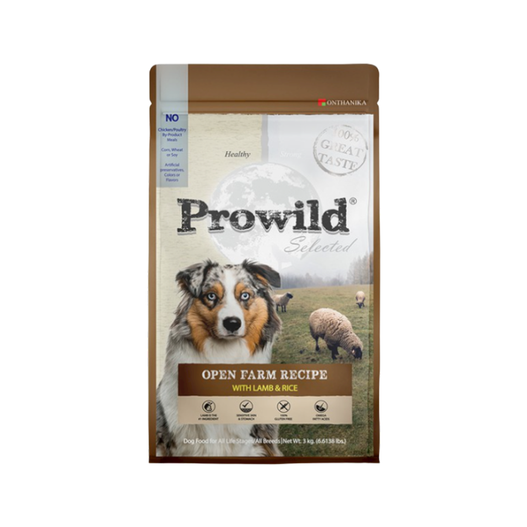 Prowild โปรไวลด์ อาหารสุนัขทุกสายพันธุ์/ทุกช่วงวัย สูตรเนื้อแกะ 3 Kg.