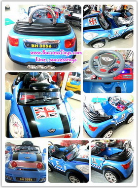 รถแบตเตอรี่เด็กนั่ง รุ่น BH3056 New Mini ลายธงล้อชุบ มี 4 สี เขียว แดง ฟ้า ชมพู