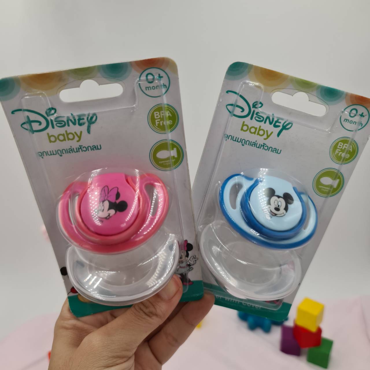 จุกดูดเล่น จุกหลอก พร้อมฝาครอบ ลายมิกกี้เมาส์ มีสาย