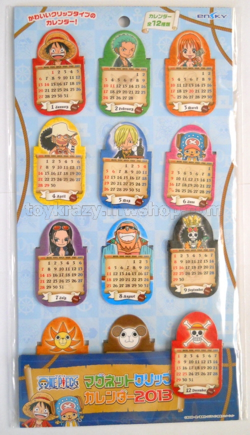 One Piece Magnet Clip Calendar 2013