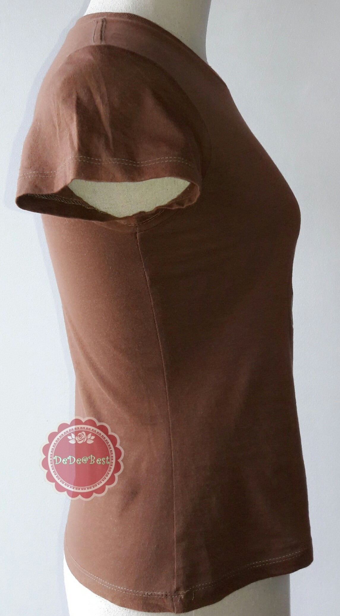 T115:2nd hand top เสื้อยืดสีน้ำตาลสกรีนลาย