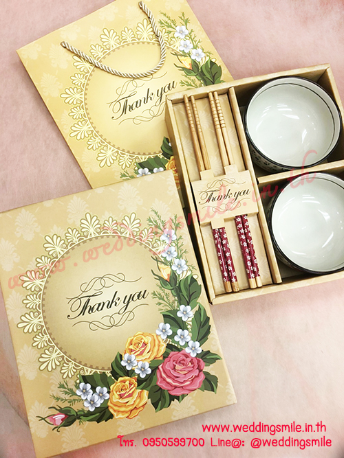 ของรับไหว้ ชามข้าวญี่ปุ่น เซ็ทคู่ ในกล่อง พร้อมถุงกระดาษลายเดียวกัน (TU) ชุดละ 120.-