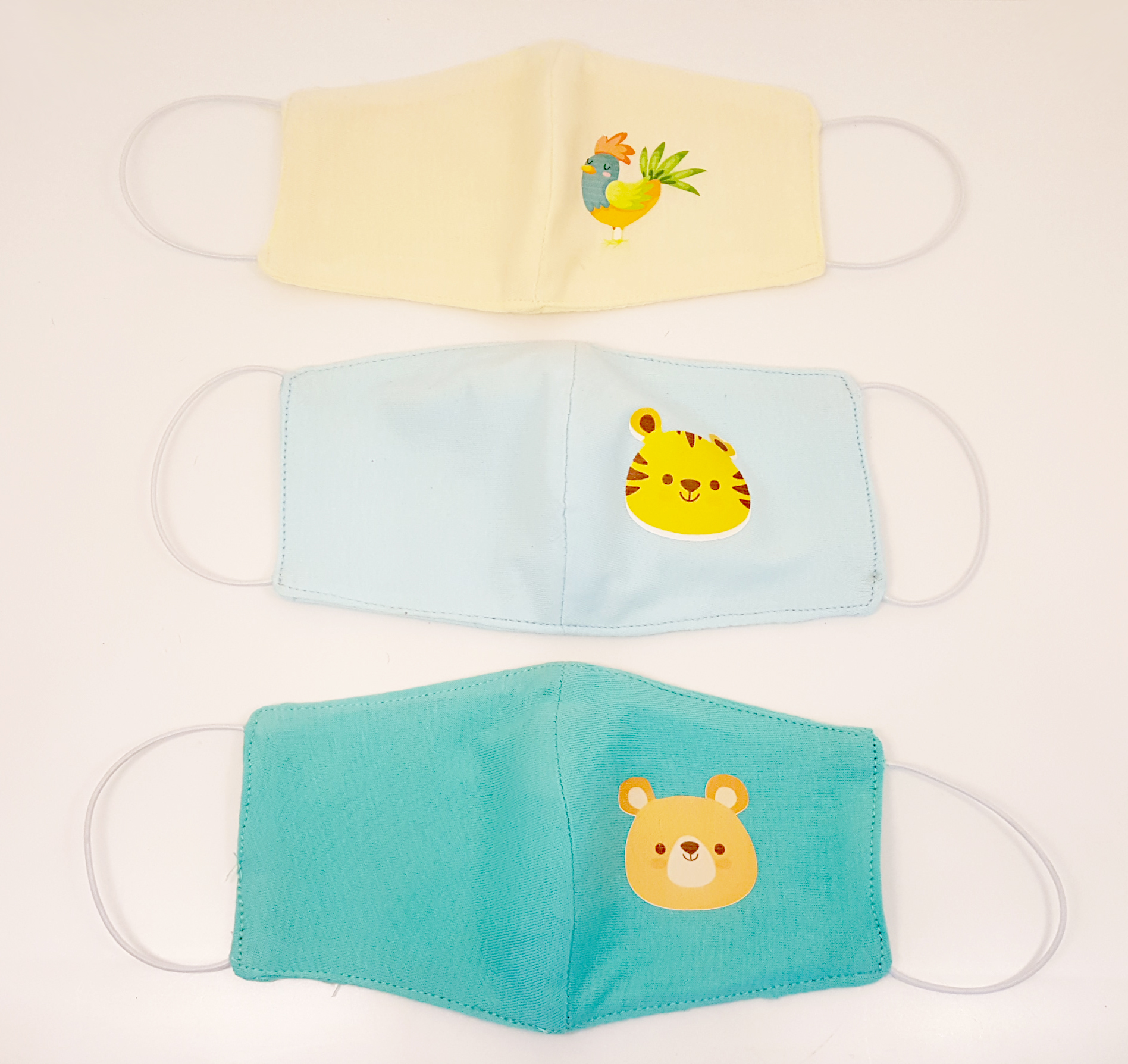 หน้ากากผ้าเด็กเล็ก รูปลายการ์ตูนน่ารัก ผ้ามัสลิน 2 ชั้น + Cotton 100%) มีช่องสอดแผ่นกรอง