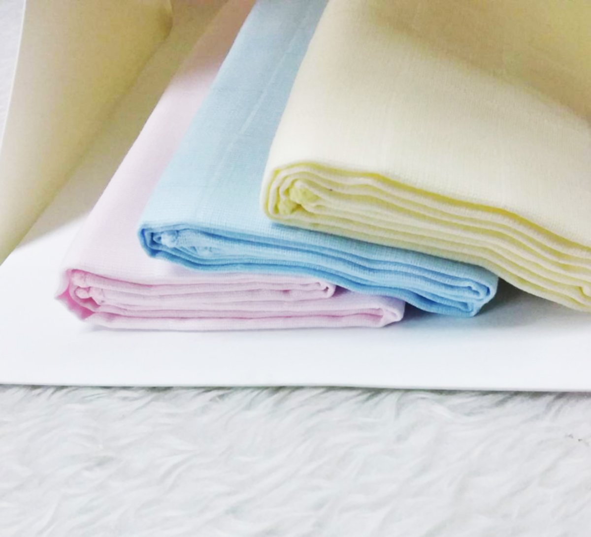ผ้าอ้อม cotton100% ทอลายตาราง แพ๊ค6ผืน