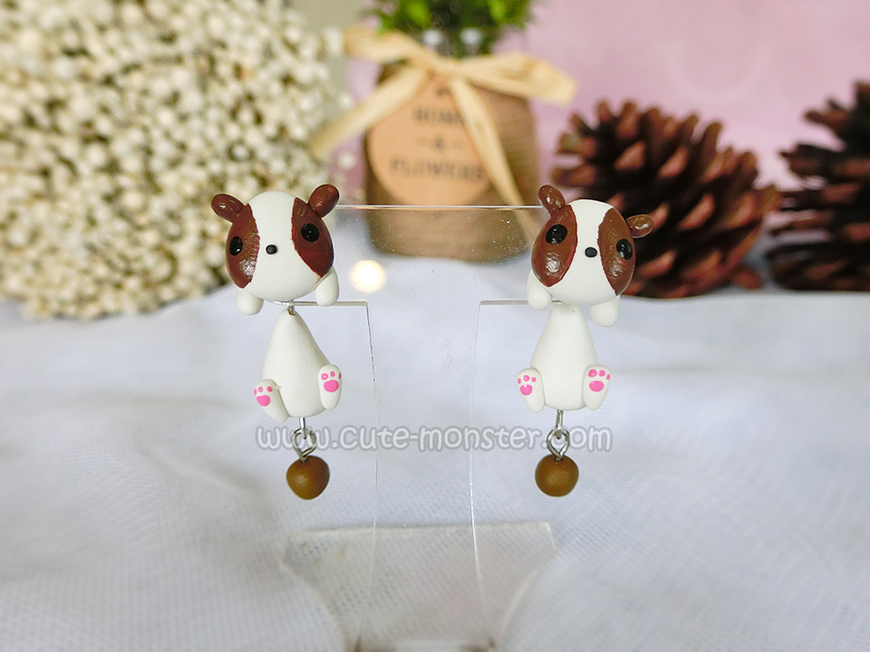 ต่างหูดินปั้น น้องหมาบราวนี่ Browny Dog Earrings