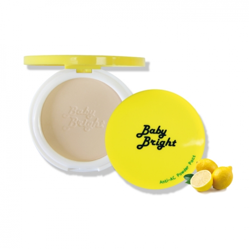 Karmart Baby Bright Anti-AC Powder Pact แป้งเลม่อน แป้งอัดแข็งสีเนื้อนวลเนียน อุดมไปด้วยสารสกัดจากเลม่อนและทีทรีออยล์ ช่วยดูดซับความมันบนใบหน้า และลดการผลิตน้ำมันส่วนเกินสาเหตุของการเกิดสิว พร้อมเติมความชุ่มชื่นให้ผิวสวยใส เปล่งปลั่ง