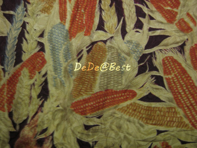 ขายแล้วค่ะ T34:Vintage top เสื้อเชิ้ตวินเทจผ้าไหม พิมพ์ลายข้าวโพดและทอลายดอกกุหลาบสวย❤