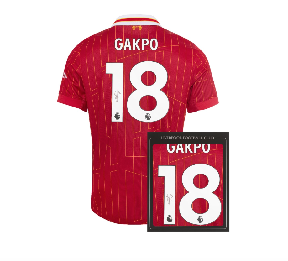 เสื้อลายเซ็นต์นักเตะลิเวอร์พูล 2024 2025 ทีมเหย้า Signed 24/25 Gakpo มีใบเซอร์ติฟิเคทรับรองของแท้