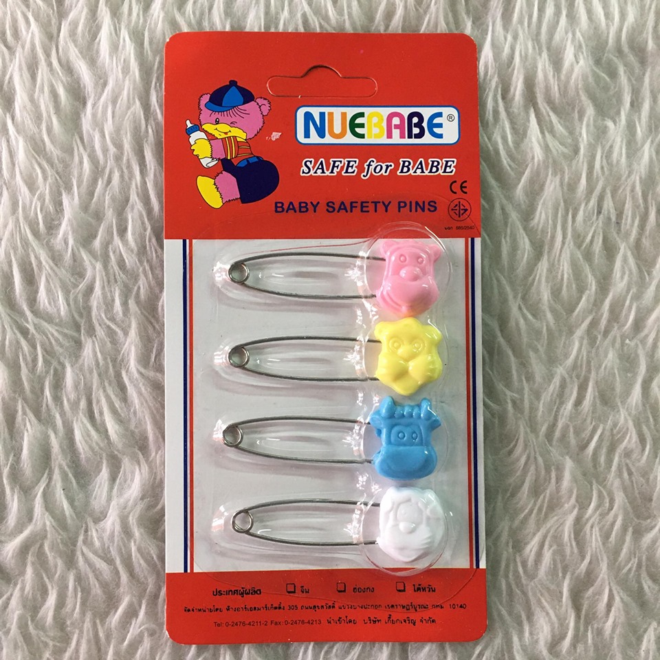 เข็มกลัดผ้าอ้อม แพค 4 ชิ้น Nuebabe รูปสัตว์