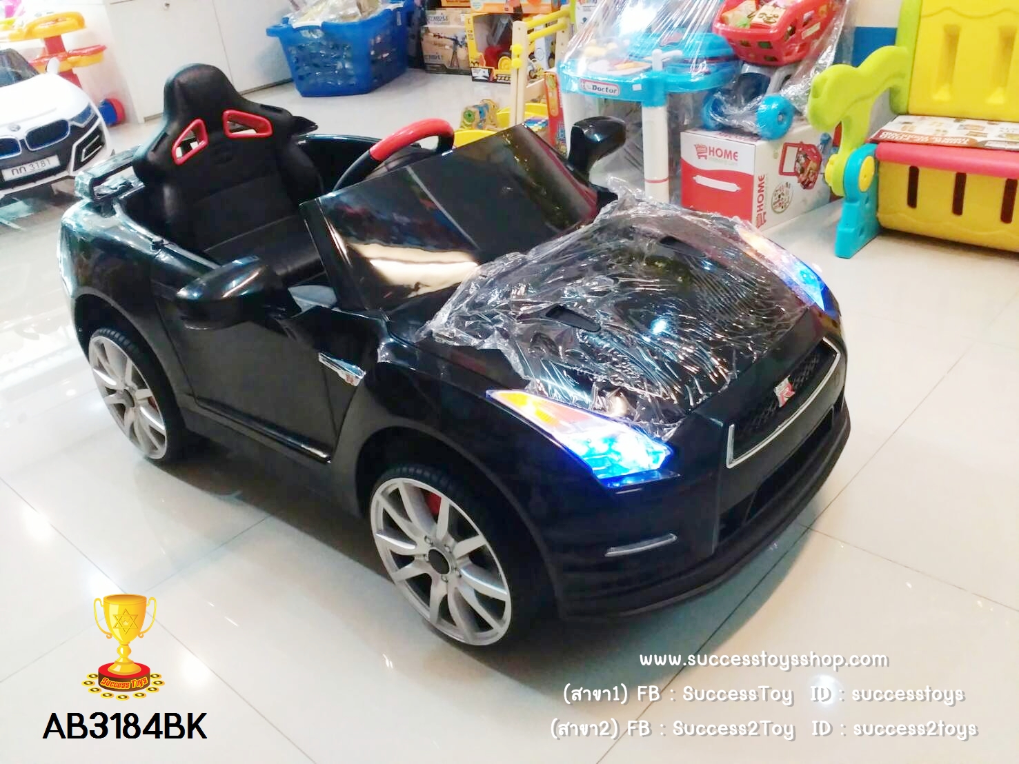 AB3184BK รถแบตเตอรี่ไฟฟ้า Nissan GTR (งานแท้) 2มอเตอร์ สีดำ