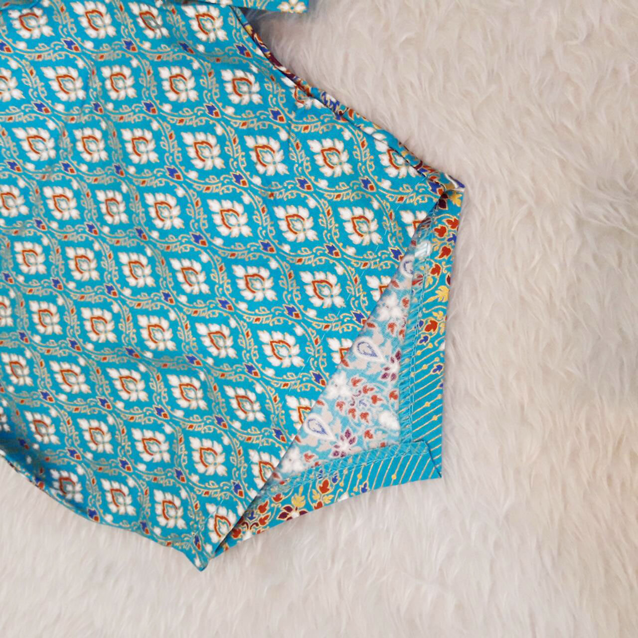 ชุดไทยเด็กชายแขนสั้น โจงกระเบน ผ้ามัน พร้อมผ้าคาดเอว Size 2-14