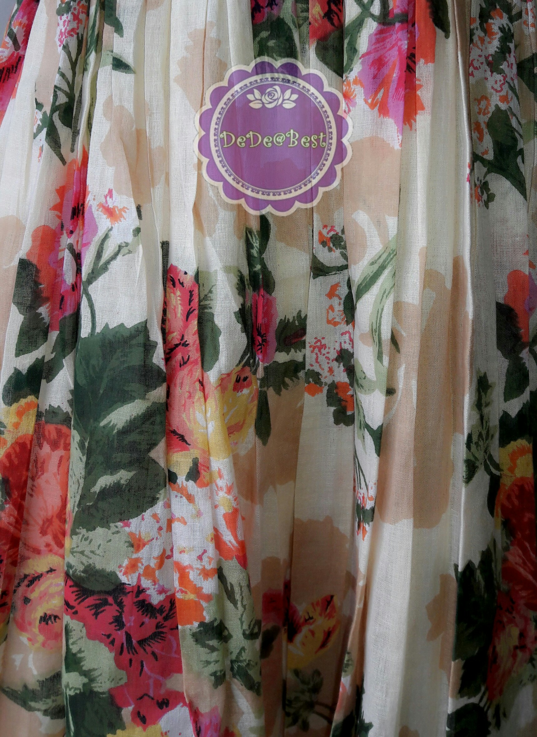 D58:2nd hand dress เดรส ลายดอกไม้ ผูกโบว์ด้านหลัง