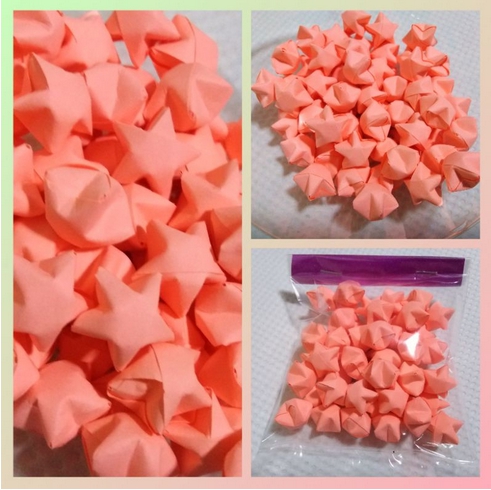 ⭐️ดาวกระดาษ ⭐️พับสำเร็จ สีส้มโอรส ของขวัญ DIY⭐️