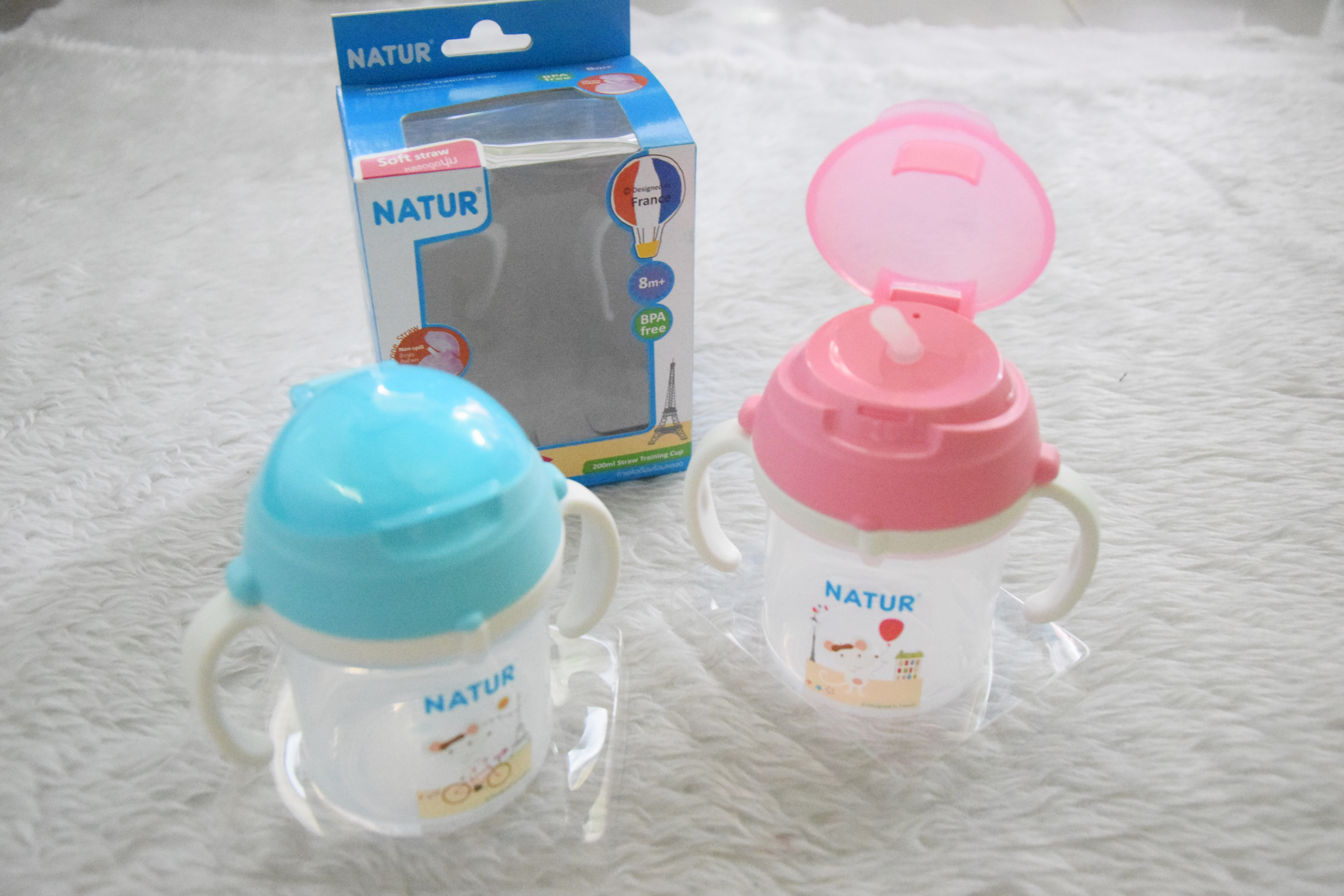 ถ้วยหัดดื่มพร้อมหลอดซิโคน Natur รุ่น Designed in France (8 m+)