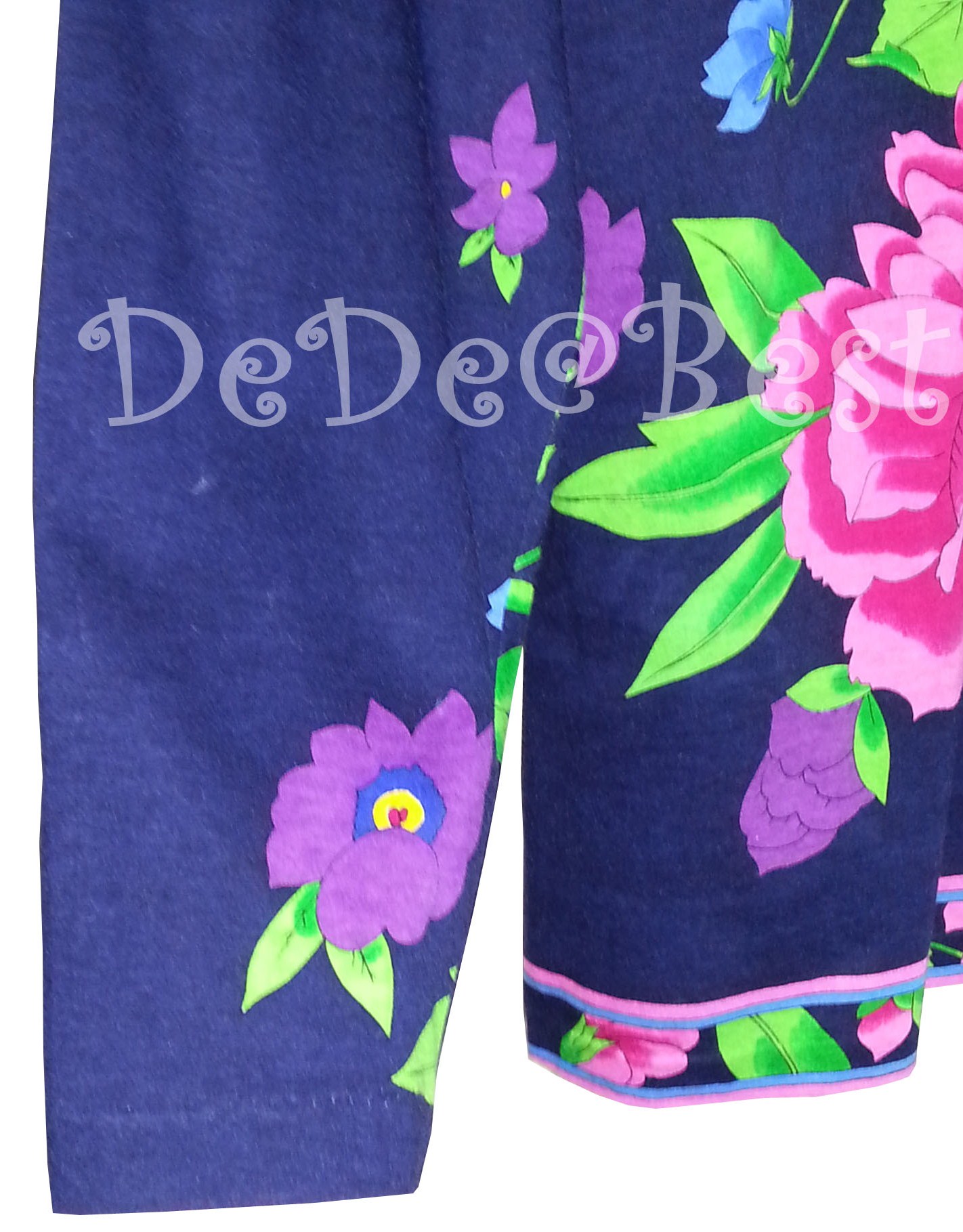 ขายแล้วค่ะ T58:Vintage top เสื้อวินเทจสีน้ำเงินลายดอกไม้❤