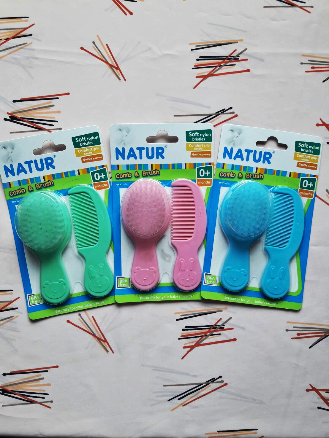 ชุดหวีแปรงสำหรับเด็กอ่อน Natur รูปกระต่ายน้อย & หมูน้อย