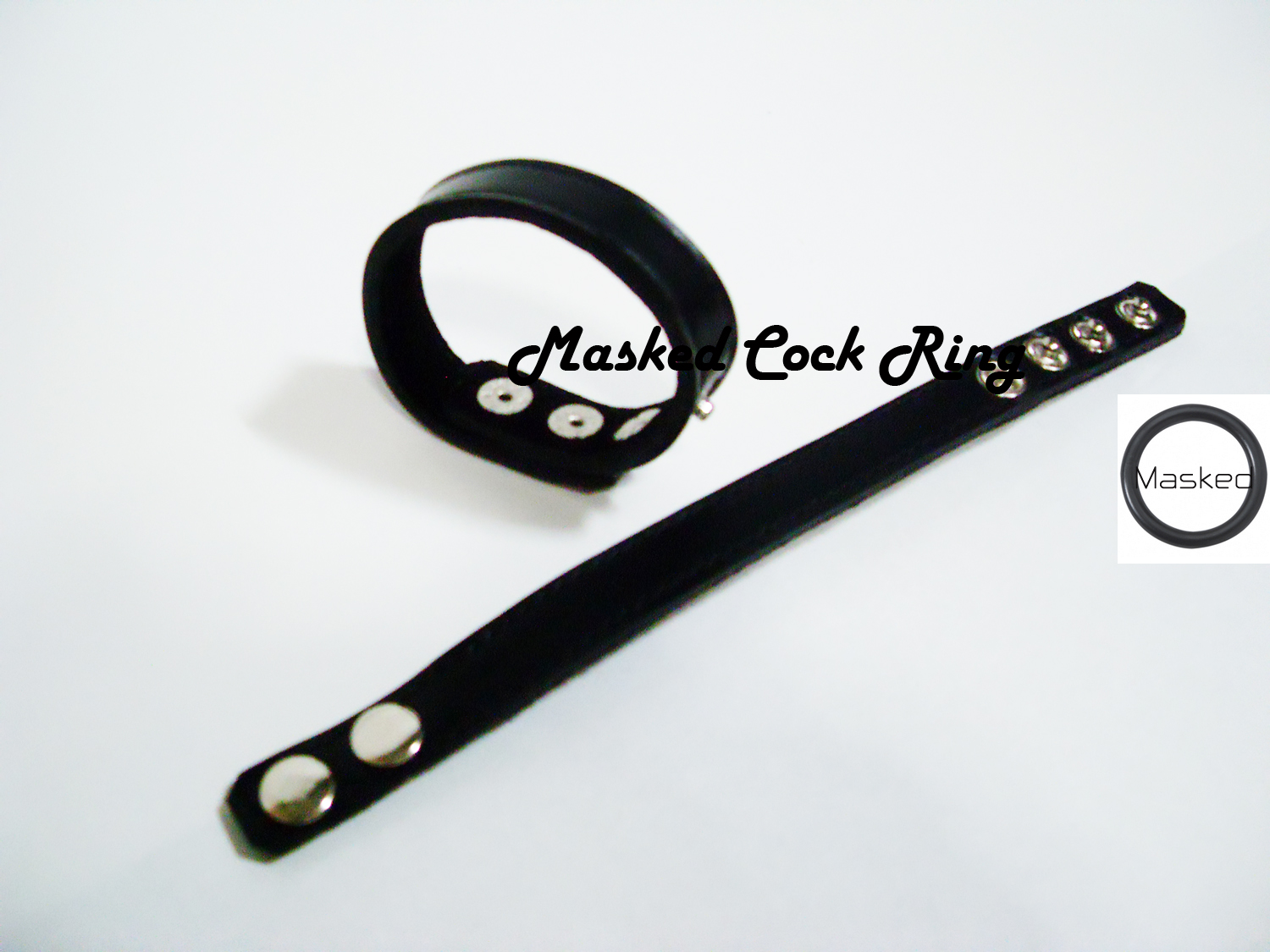 Black Masked Leather Adjustment Cock Ring