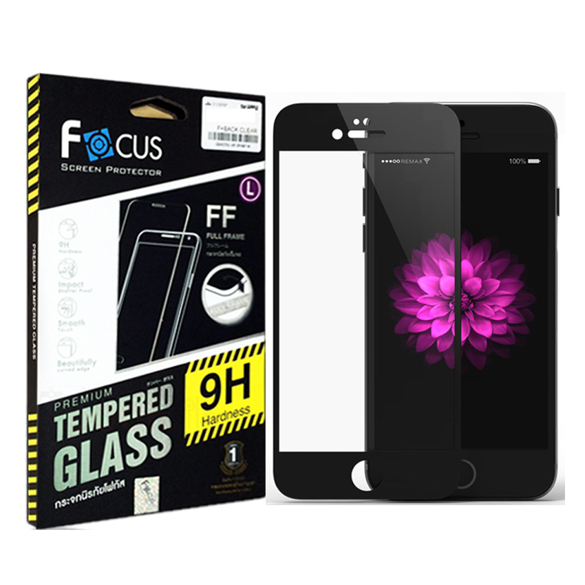 - ฟิล์มกระจกนิรภัยขอบสี เต็มจอ !!!!! Focus For iPhone 6 PLUS
