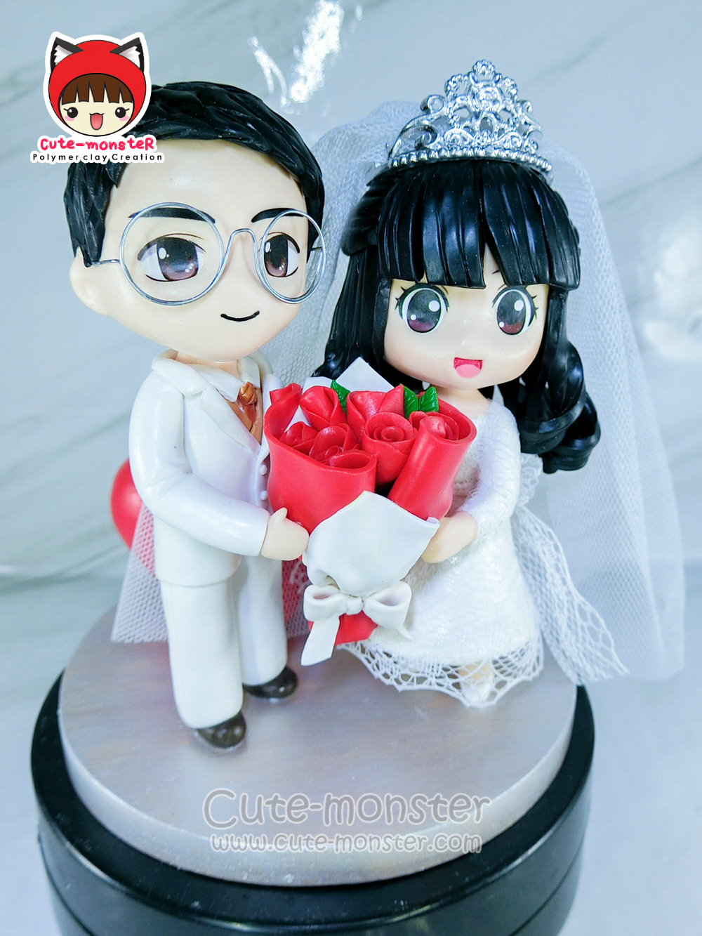 ตุ๊กตาแต่งเค้ก โมเดลแต่งเค้ก สูง4" ชุดแต่งงาน