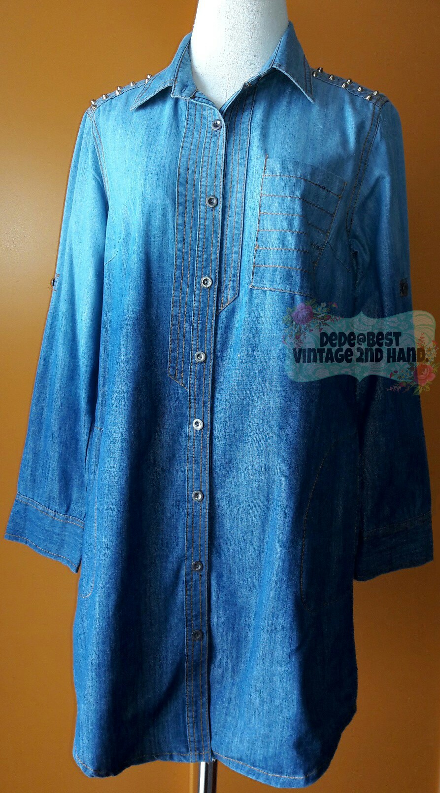 T81:First-hand top เสื้อยีนส์แขนยาว ตอกหมุดที่ไหล่ (สินค้าใหม่ค่ะ)