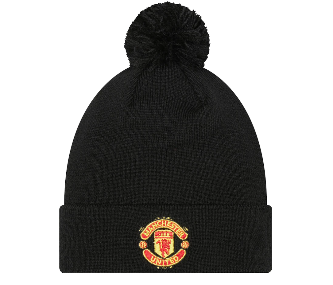 หมวกไหมพรมแมนเชสเตอร์ ยูไนเต็ด New Era Wordmark Bobble Beanie Hat - Black ของแท้