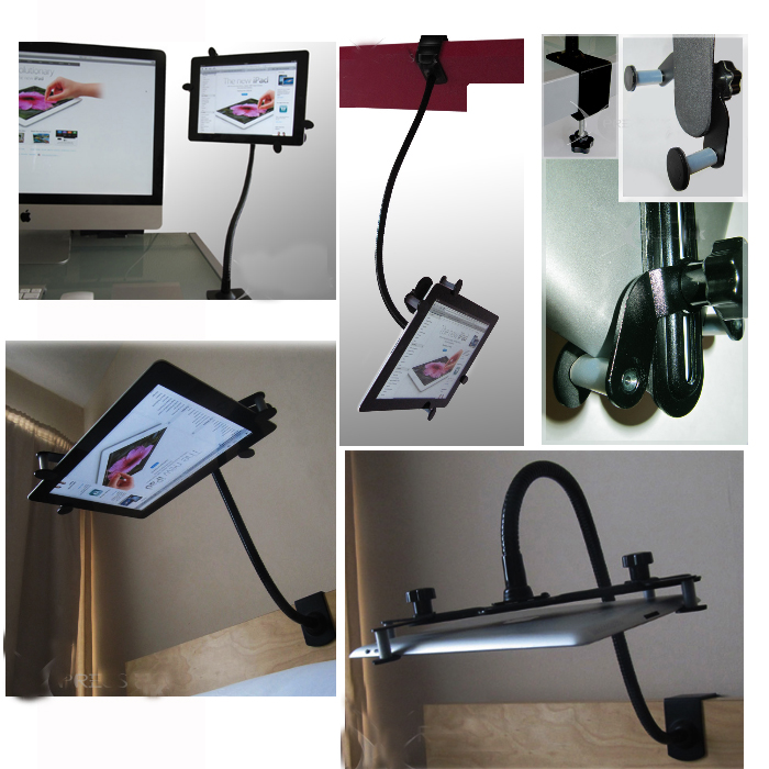 360º Adjustable Aluminum Desk Gooseneck Mount Holder Stand for 7"-10" Tablet ：ipad 2 3 4 Air...