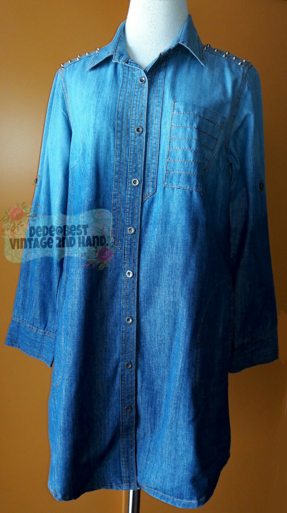 T81:First-hand top เสื้อยีนส์แขนยาว ตอกหมุดที่ไหล่ (สินค้าใหม่ค่ะ)