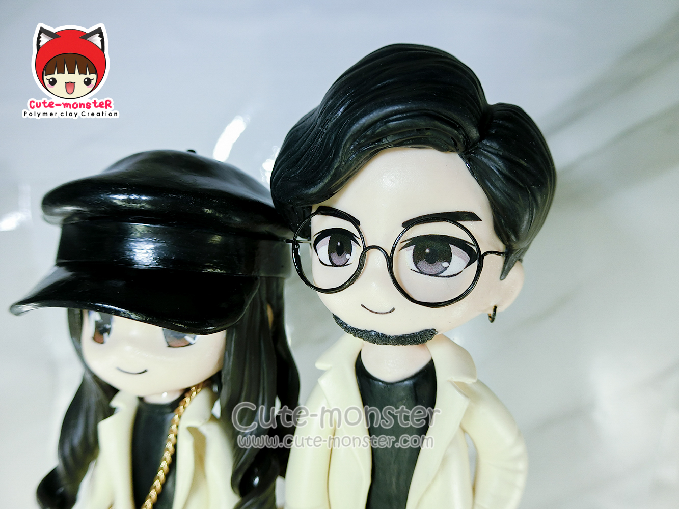 โมเดลคู่รัก ตุ๊กตาตกแต่งเค้ก งานสั่งทำตามแบบ สูง 4"
