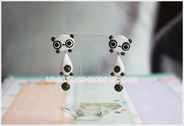 ต่างหูดินปั้น หมีแพนด้า Panda Kids