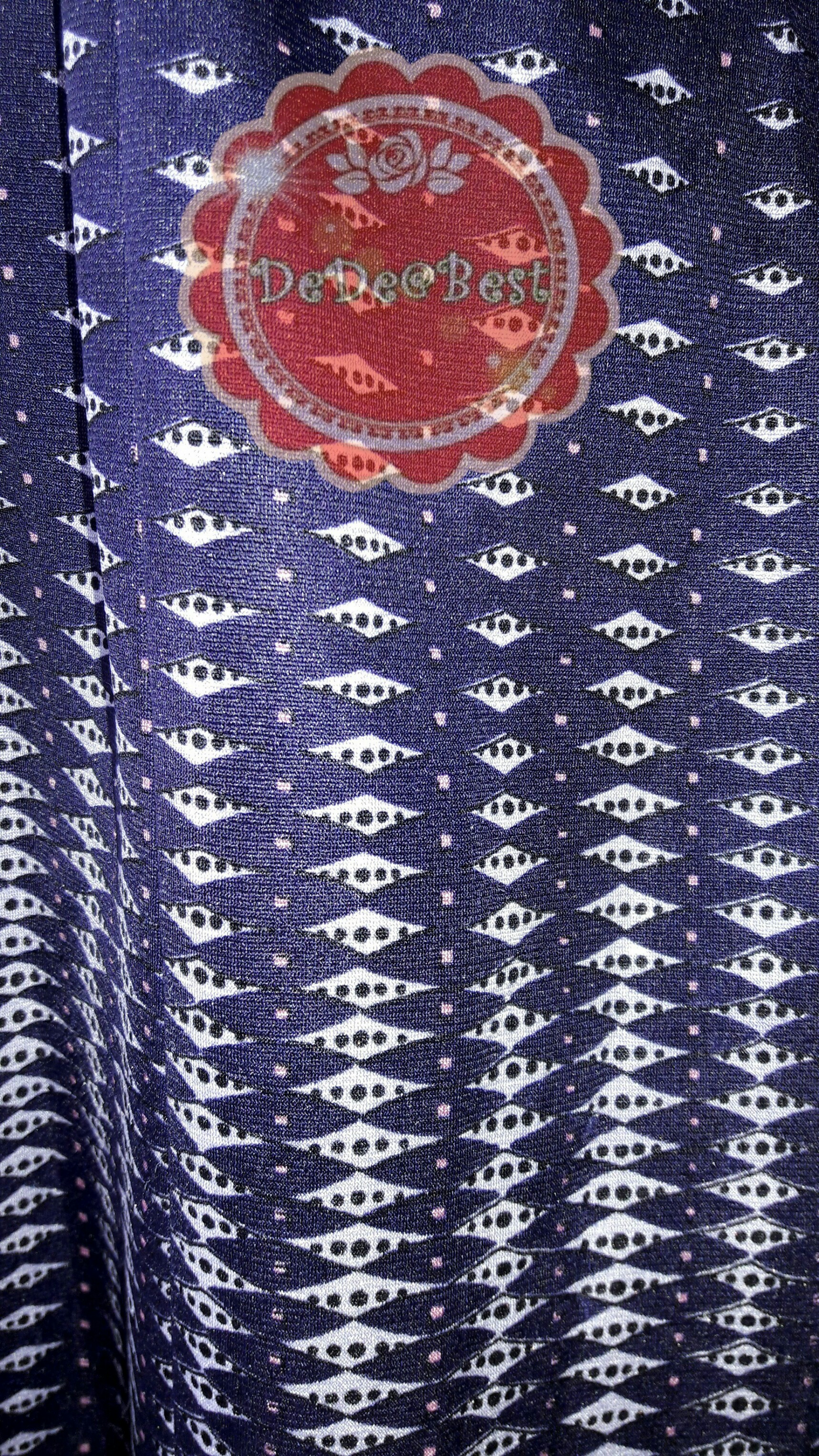 D46:Vintage dress เดรสวินเทจผ้าโพลีสีน้ำเงินลายกราฟฟิค(มีเข็มขัด)