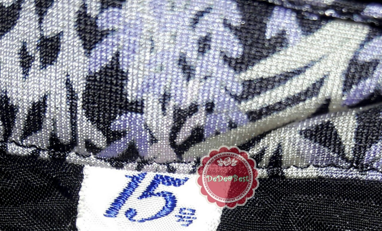 D42:Vintage dress เดรสวินเทจสีน้ำเงินลายรวงข้าวสีขาวมีมิติ