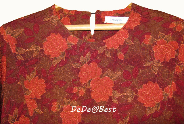 ขายแล้วค่ะ T37:Vintage top เสื้อวินเทจ ผ้าเล่นแสงเป็นโทนสีน้ำตาล,ส้ม,แดง ลายดอกไม้สวย ๆ❤