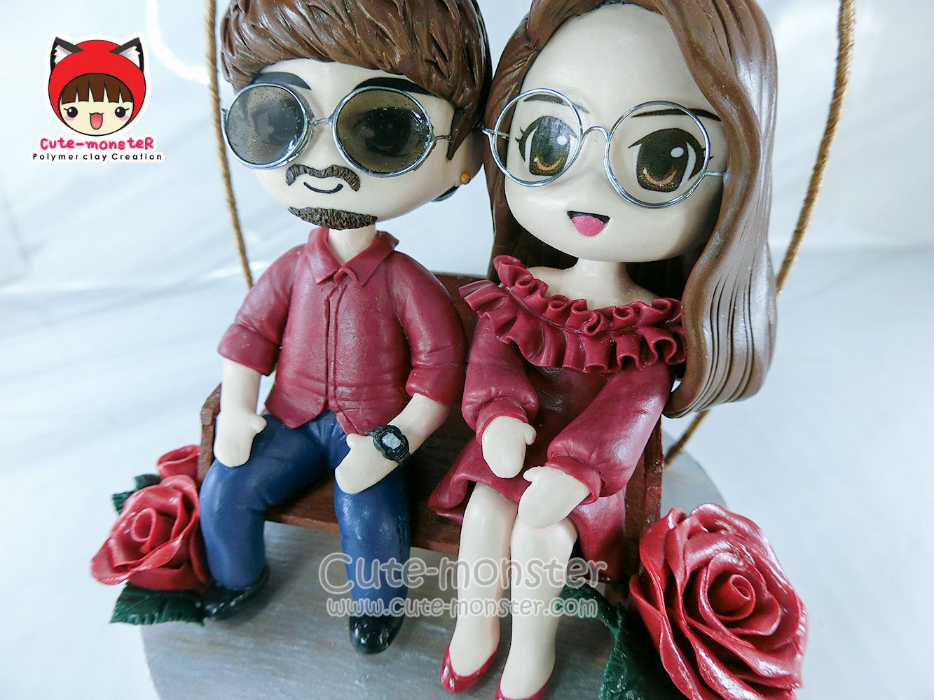 โมเดลดินปั้น ตุ๊กตาดินปั้น โมเดลคู่รักงานสั่งทำ สูง 4"