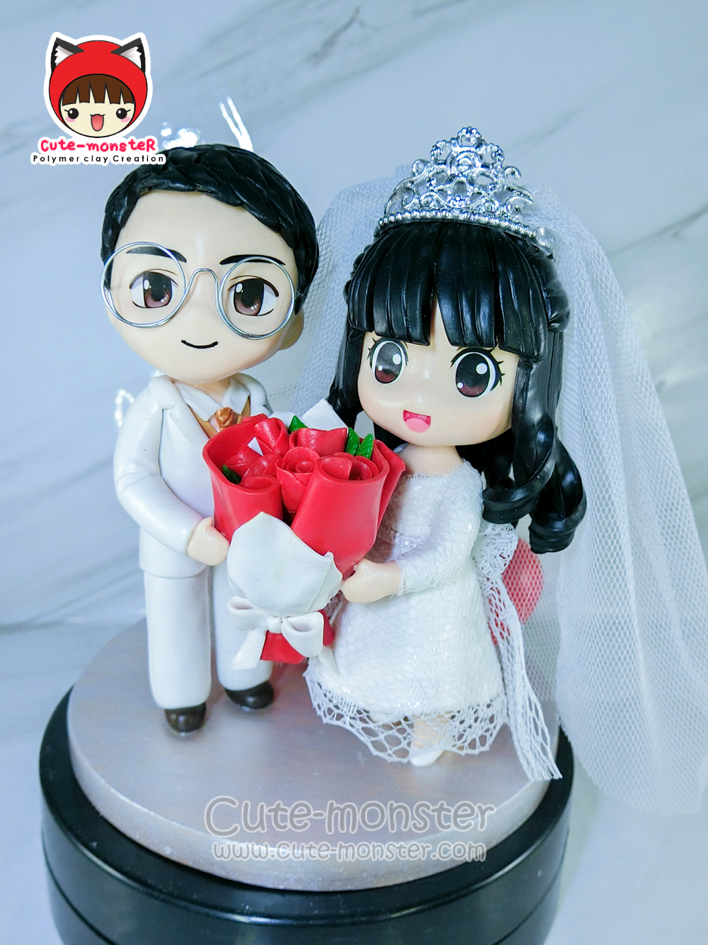 ตุ๊กตาแต่งเค้ก โมเดลแต่งเค้ก สูง4" ชุดแต่งงาน
