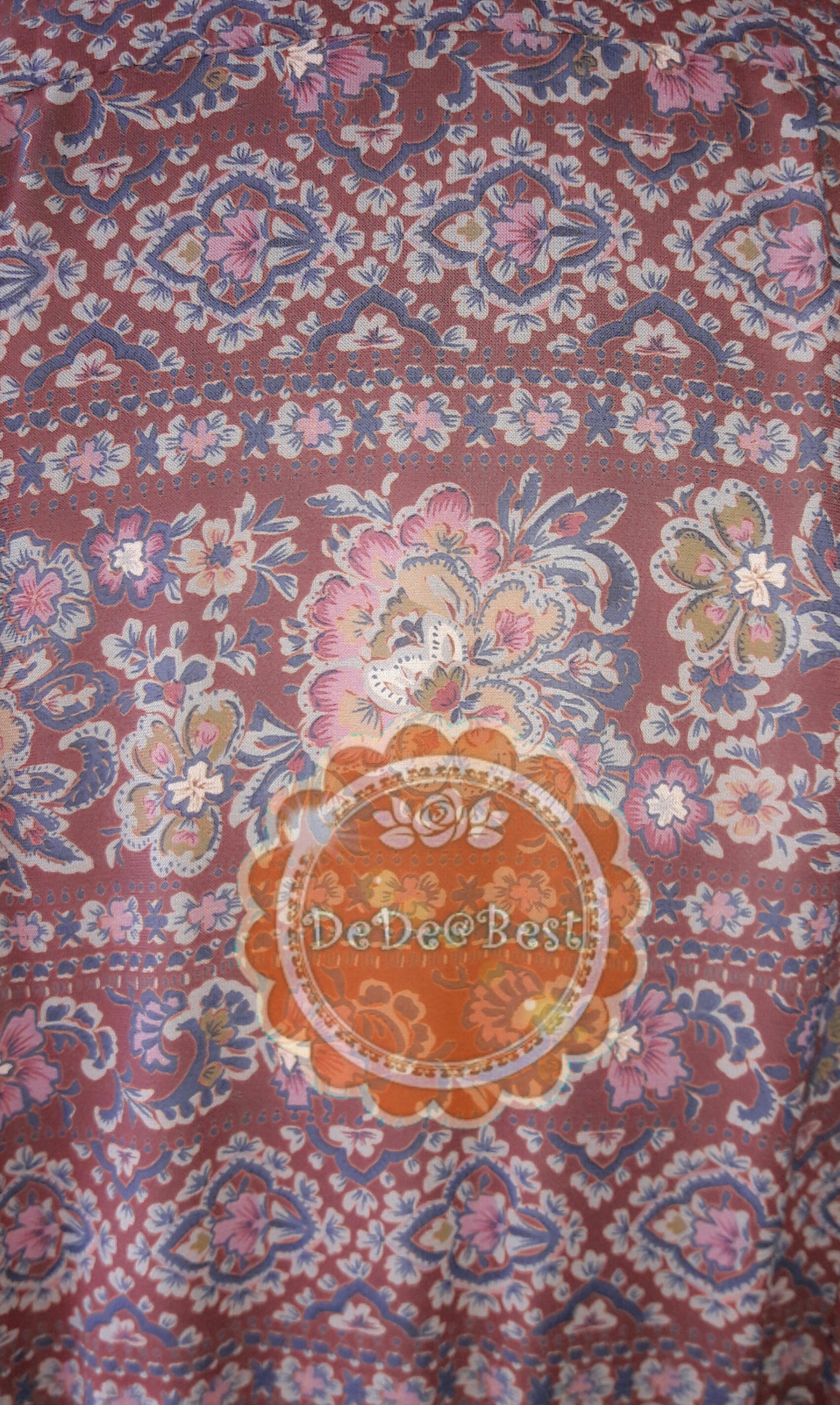 ขายแล้วค่ะ D60:Vintage dress เดรสวินเทจ โทนสีน้ำตาล ลายกราฟฟิคและดอกไม้❤