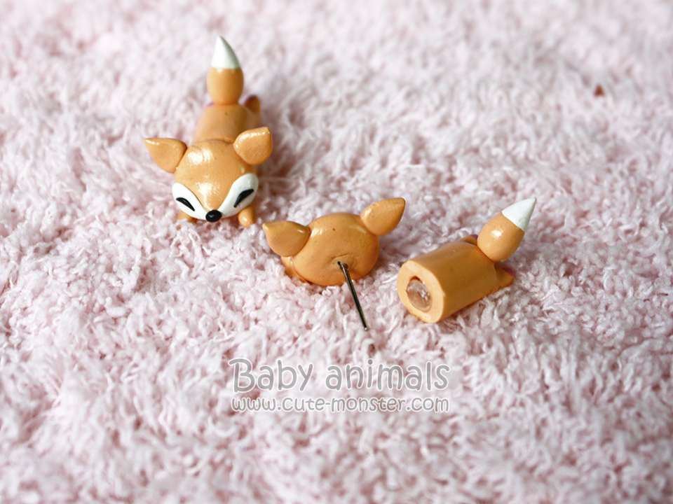 ต่างหูดินปั้น Baby orange fox