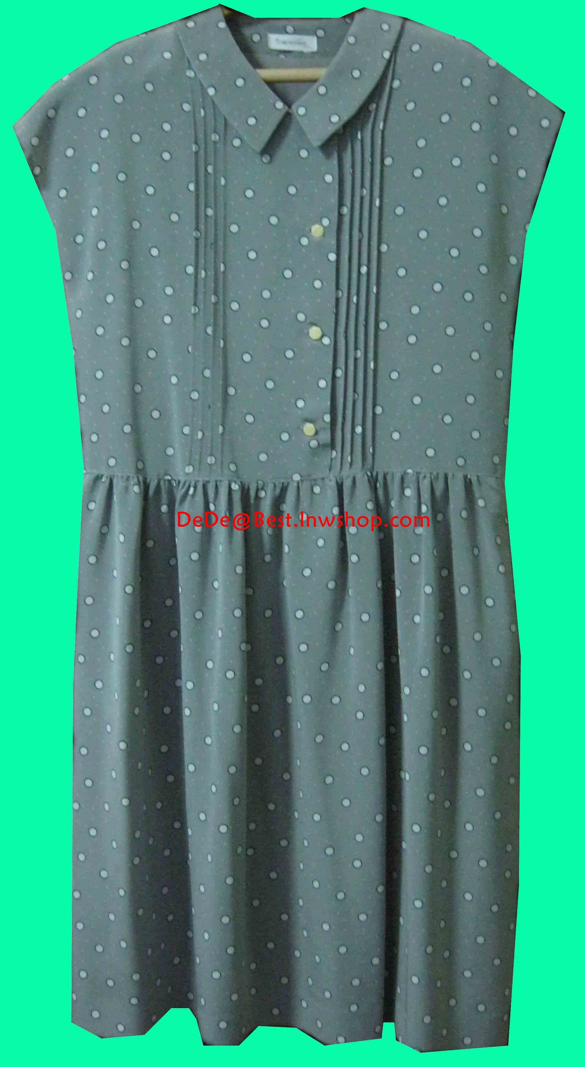 ขายแล้วค่ะ D4:Vintage dress เดรสสีเทาลายจุดขาว❤