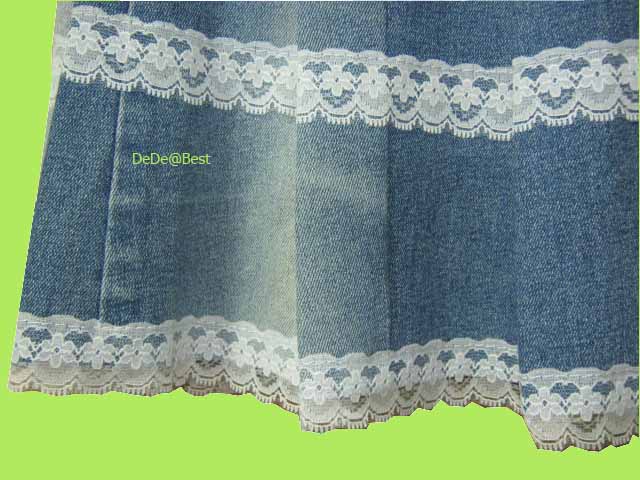 ขายแล้วค่ะ S1:Vintage skirt กระโปรงยีนส์วินเทจแต่งระบายด้วยลูกไม้น่ารัก❤