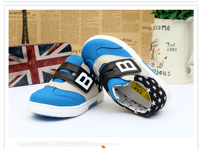 รองเท้าผ้าใบผ้าเด็ก รองเท้าผ้าใบเด็กผู้ชาย B.boy ดาวธงอเมริกา สีฟ้าเทาดำ Size 21-32