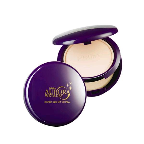 Mistine AURORA Wet & Dry Powder Cake SPF30 PA++ มิสทีน ออโรร่า เวทแอนด์ดราย พาวเดอร์ เค้ก SPF 30 PA++ นวัตกรรมแห่งแป้งซิลิโคนยุคใหม่ที่ใช้ Superior Silicone Complex* ที่มอบคุณสมบัติพิเศษให้เนื้อแป้งนุ่มลื่นปกปิดเนียนเรียบ ติดทนนานตลอดวัน