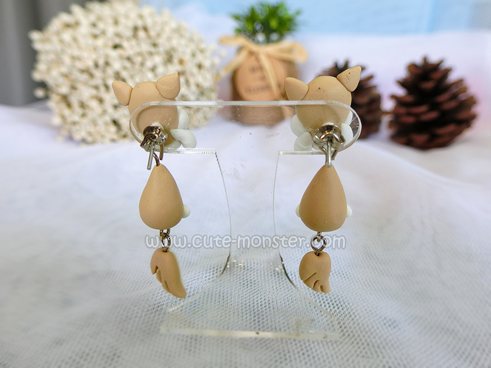ต่างหู น้องหมา ไซบีเรียน ฮัสกี้ Siberian Husky Earrings (Brown)