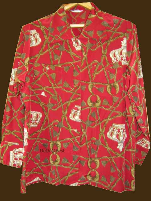 ขายแล้วค่ะ T33:Vintage top เสื้อวินเทจสีแดงลายมงกุฎและพู่เชือก❤