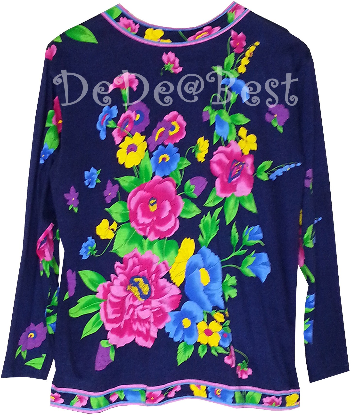 ขายแล้วค่ะ T58:Vintage top เสื้อวินเทจสีน้ำเงินลายดอกไม้❤