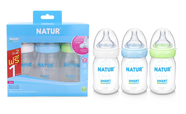 รุ่นใหม่ขวดนมสมาร์ทไบโอมิมิคNATURซื้อ2ฟรี1ขนาด5ออนซ์และ9ออนซ์ ไม่ดูด ไม่ไหล ลดโอกาสสำลัก