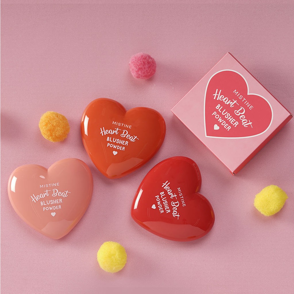 Mistine Heart Beat Blusher Powder บลัชออนรูปหัวใจ เนื้อฝุ่นปัดแก้มสวยใส กด Love รัวๆ มิสทิน ฮาร์ท บีท บลัชเชอร์