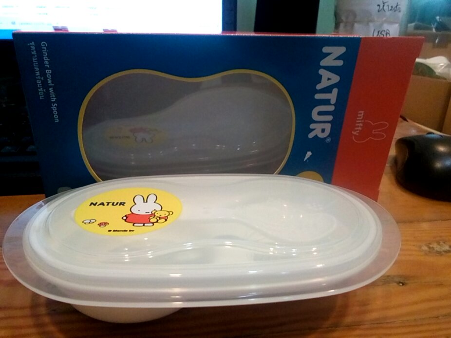 ชุดชามบด พร้อมช้อนส้อม ภาชนะอาหาร สำหรับบรรจุอาหารเด็ก ลาย Miffy กระต่ายน้อย