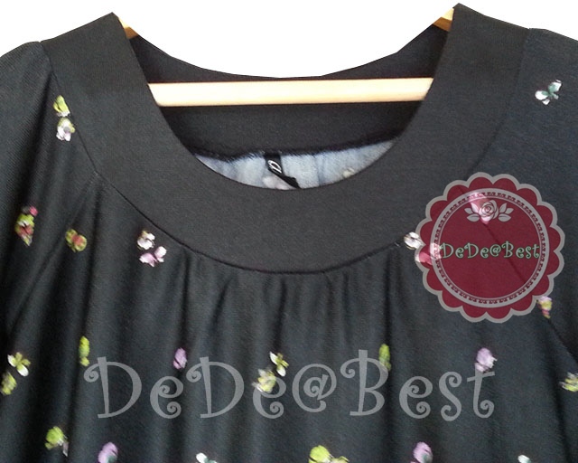 ขายแล้วค่ะT98:2nd hand top เสื้อแขนยาวสีดำลายดอกไม้และผีเสื้อ❤