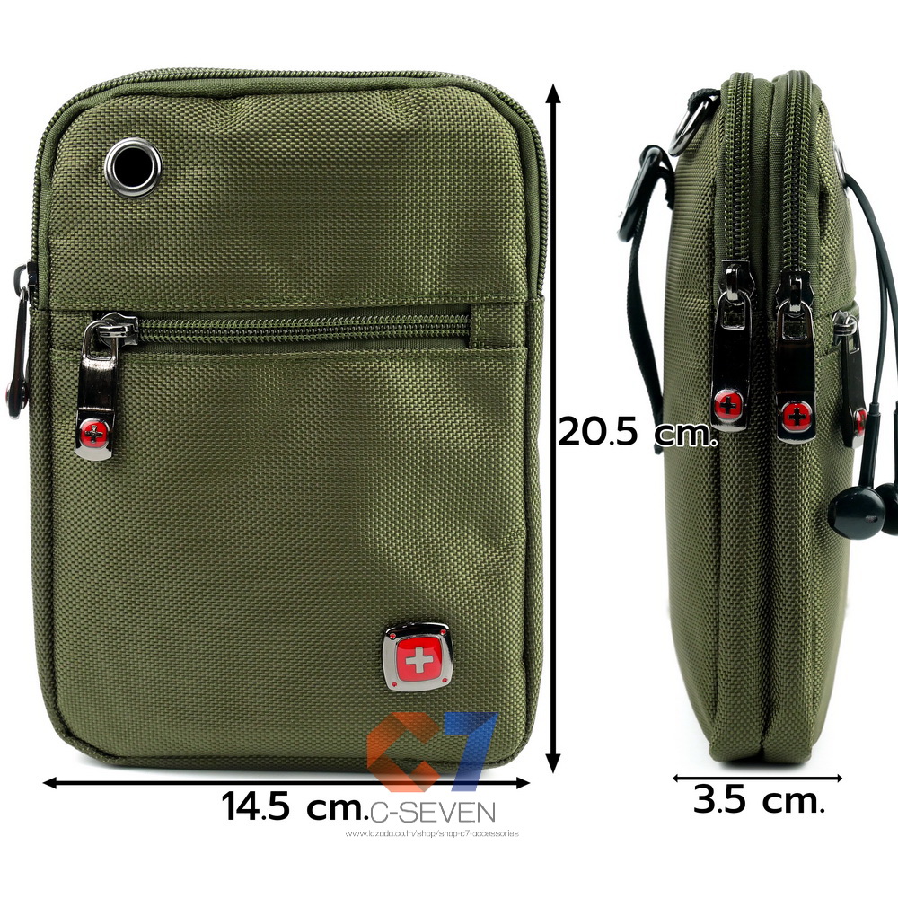 DAKAR กระเป๋าหนังสะพาย พร้อมช่องหูฟัง ใส่มือถือขนาด 5 - 7 นิ้ว (078)